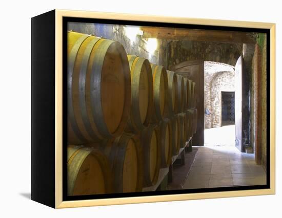 Barrels of Wine Aging in the Cellar, Chateau Vannieres, La Cadiere d'Azur-Per Karlsson-Framed Premier Image Canvas