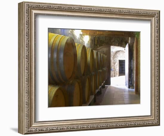 Barrels of Wine Aging in the Cellar, Chateau Vannieres, La Cadiere d'Azur-Per Karlsson-Framed Photographic Print