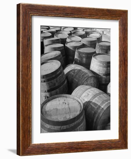 Barrels Sitting in Warehouse at Jack Daniels Distillery-Ed Clark-Framed Photographic Print