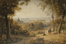 A View of Versailles with Elegant Figures in the Foreground at Sunset-Barret George the Younger-Giclee Print