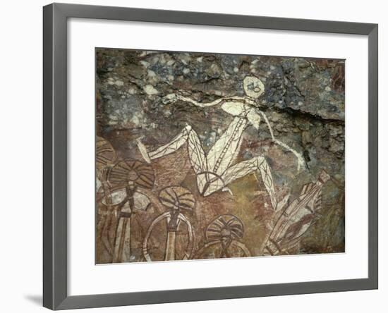 Barrginj, Wife of Namarrgon the Lightning Man, a Supernatural Ancestor at Aboriginal Rock Art Site-Robert Francis-Framed Photographic Print