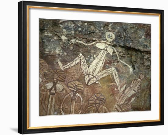 Barrginj, Wife of Namarrgon the Lightning Man, a Supernatural Ancestor at Aboriginal Rock Art Site-Robert Francis-Framed Photographic Print