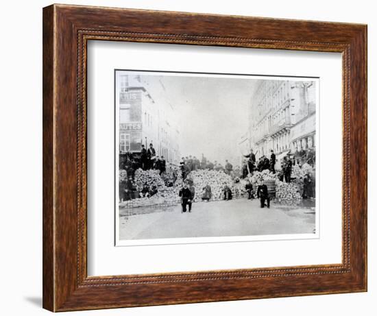 Barricade on Rue De Charonne During the Paris Commune, 18th March 1871 (B/W Photo)-French Photographer-Framed Giclee Print