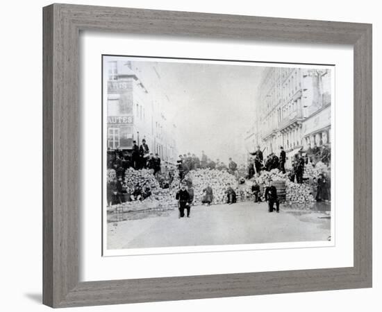 Barricade on Rue De Charonne During the Paris Commune, 18th March 1871 (B/W Photo)-French Photographer-Framed Giclee Print
