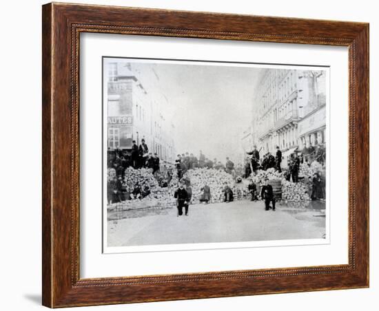 Barricade on Rue De Charonne During the Paris Commune, 18th March 1871 (B/W Photo)-French Photographer-Framed Giclee Print