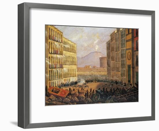 Barricades in Via Santa Brigida in Naples, May 15, 1848-null-Framed Giclee Print