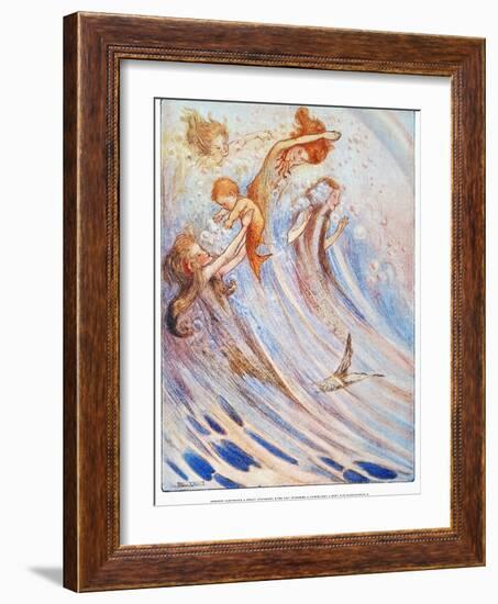 Barrie: Peter Pan-Flora White-Framed Giclee Print