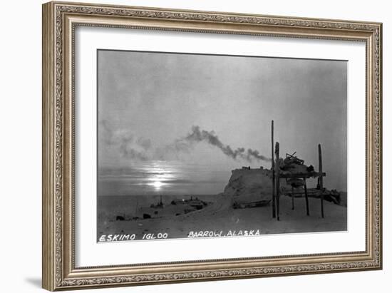 Barrow, Alaska - Snowy Eskimo Igloo-Lantern Press-Framed Art Print