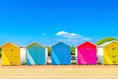 Colourful Beach Huts on the seafront at Eastbourne, East Sussex, England, United Kingdom, Europe-Barry Davis-Photographic Print