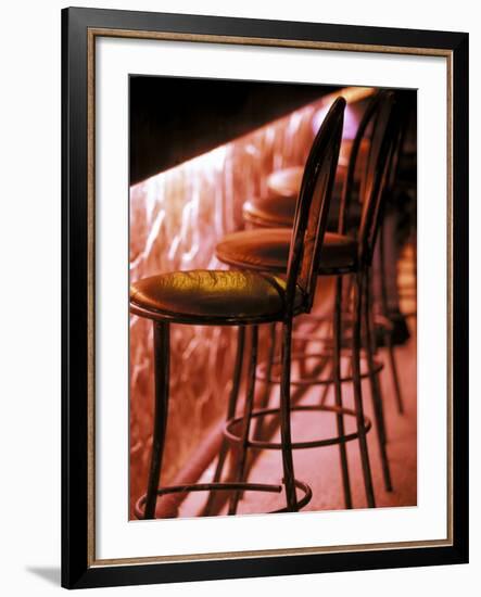 Barstools in pink light, Playa del Carmen, Quintana Roo, Mexico-Walter Bibikow-Framed Photographic Print