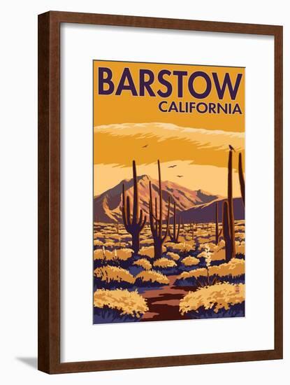 Barstow, California - Desert Scene with Cactus-Lantern Press-Framed Art Print