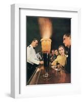 Bartender Tending Bar in the Zebra Room of the Town House, Los Angeles, California, 1946-Walter Sanders-Framed Photographic Print