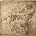 Naked Man Pulling on His Hose, after Marcantonio Raimondi and Michelangelo Buonarroti-Bartolomeo Passarotti-Giclee Print