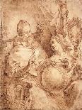 The Coronation of the Virgin with Saints Luke, Dominic, and John the Evangelist, C.1580-Bartolomeo Passarotti-Framed Giclee Print