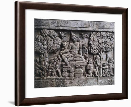 Bas-Relief at Entrance of Temple of Chandi Mendut, Island of Java, Indonesia-null-Framed Giclee Print