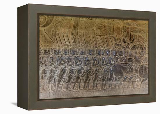 Bas-Relief Carvings, Angkor Wat, Angkor, UNESCO World Heritage Site, Siem Reap, Cambodia, Indochina-Michael Nolan-Framed Premier Image Canvas