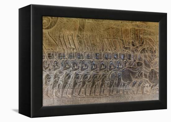 Bas-Relief Carvings, Angkor Wat, Angkor, UNESCO World Heritage Site, Siem Reap, Cambodia, Indochina-Michael Nolan-Framed Premier Image Canvas