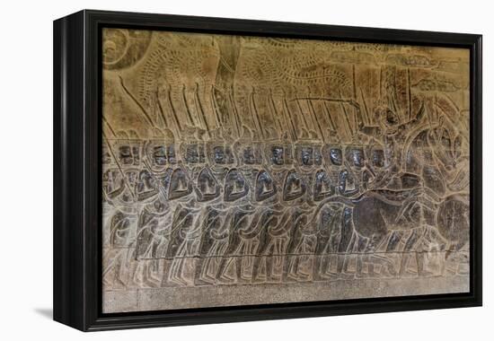 Bas-Relief Carvings, Angkor Wat, Angkor, UNESCO World Heritage Site, Siem Reap, Cambodia, Indochina-Michael Nolan-Framed Premier Image Canvas