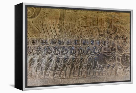 Bas-Relief Carvings, Angkor Wat, Angkor, UNESCO World Heritage Site, Siem Reap, Cambodia, Indochina-Michael Nolan-Framed Premier Image Canvas