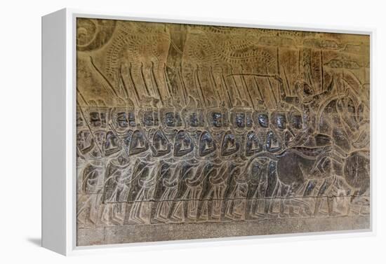 Bas-Relief Carvings, Angkor Wat, Angkor, UNESCO World Heritage Site, Siem Reap, Cambodia, Indochina-Michael Nolan-Framed Premier Image Canvas