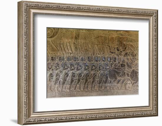 Bas-Relief Carvings, Angkor Wat, Angkor, UNESCO World Heritage Site, Siem Reap, Cambodia, Indochina-Michael Nolan-Framed Photographic Print