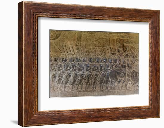 Bas-Relief Carvings, Angkor Wat, Angkor, UNESCO World Heritage Site, Siem Reap, Cambodia, Indochina-Michael Nolan-Framed Photographic Print