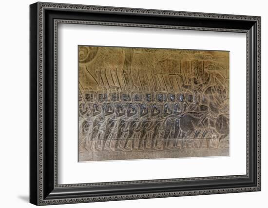 Bas-Relief Carvings, Angkor Wat, Angkor, UNESCO World Heritage Site, Siem Reap, Cambodia, Indochina-Michael Nolan-Framed Photographic Print