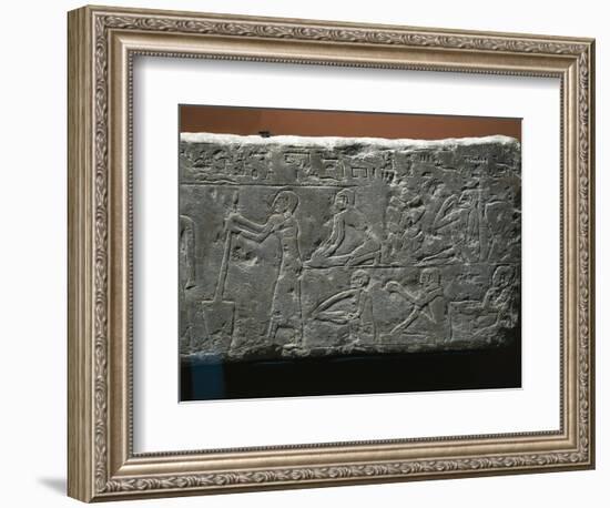 Bas-Relief Depicting Baker's Shop, Woman Grinding Wheat and Workers Kneading Flour-null-Framed Giclee Print