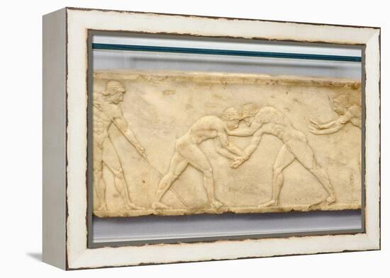 Bas-Relief Frieze of Wrestlers, C500 BC-null-Framed Premier Image Canvas