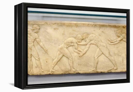 Bas-Relief Frieze of Wrestlers, C500 BC-null-Framed Premier Image Canvas
