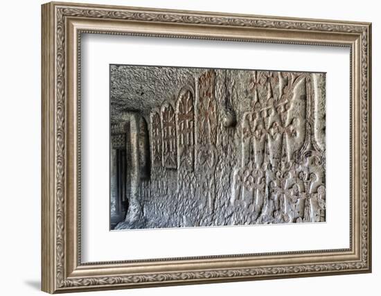 Bas-relief in interior of 4th century Geghard Monastery, UNESCO World Heritage Site, Kotayk Provinc-G&M Therin-Weise-Framed Photographic Print