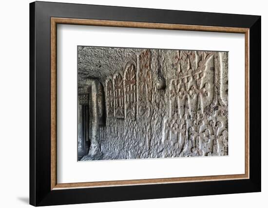 Bas-relief in interior of 4th century Geghard Monastery, UNESCO World Heritage Site, Kotayk Provinc-G&M Therin-Weise-Framed Photographic Print