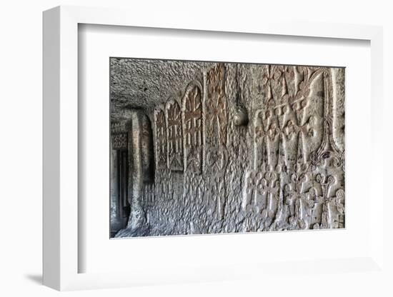 Bas-relief in interior of 4th century Geghard Monastery, UNESCO World Heritage Site, Kotayk Provinc-G&M Therin-Weise-Framed Photographic Print