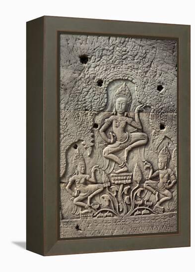 Bas-Relief of Apsara, Angkor World Heritage Site-David Wall-Framed Premier Image Canvas