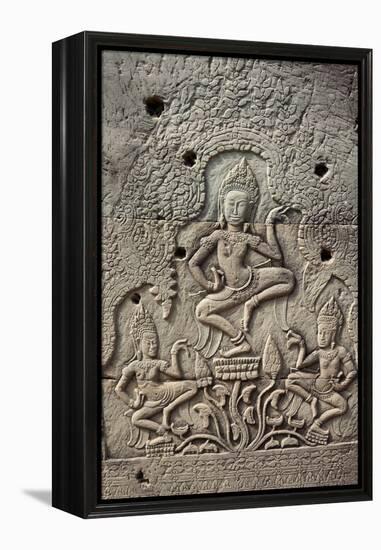 Bas-Relief of Apsara, Angkor World Heritage Site-David Wall-Framed Premier Image Canvas