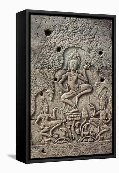 Bas-Relief of Apsara, Angkor World Heritage Site-David Wall-Framed Premier Image Canvas