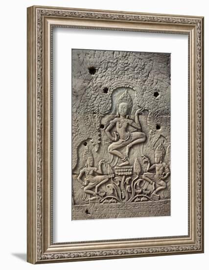 Bas-Relief of Apsara, Angkor World Heritage Site-David Wall-Framed Photographic Print