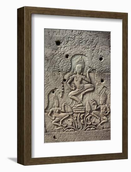 Bas-Relief of Apsara, Angkor World Heritage Site-David Wall-Framed Photographic Print