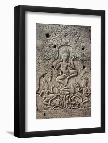 Bas-Relief of Apsara, Angkor World Heritage Site-David Wall-Framed Photographic Print