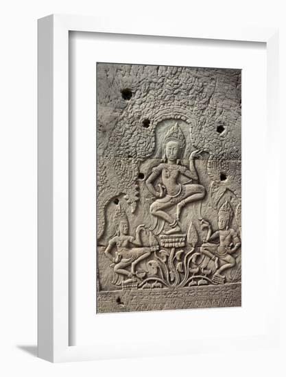 Bas-Relief of Apsara, Angkor World Heritage Site-David Wall-Framed Photographic Print