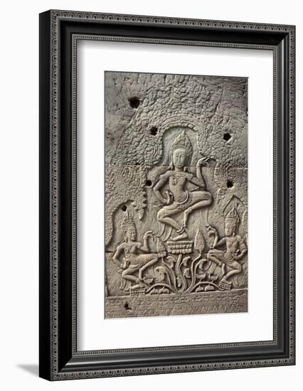 Bas-Relief of Apsara, Angkor World Heritage Site-David Wall-Framed Photographic Print