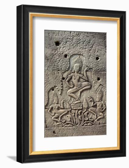 Bas-Relief of Apsara, Angkor World Heritage Site-David Wall-Framed Photographic Print