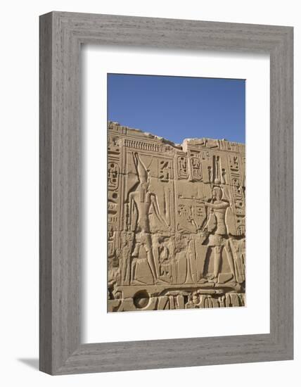 Bas-Relief of Figures and Hieroglyphs, Karnak Temple, Luxor, Thebes, Egypt, North Africa, Africa-Richard Maschmeyer-Framed Photographic Print