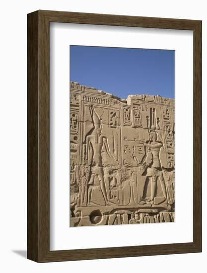 Bas-Relief of Figures and Hieroglyphs, Karnak Temple, Luxor, Thebes, Egypt, North Africa, Africa-Richard Maschmeyer-Framed Photographic Print