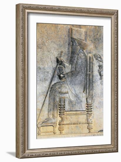 Bas-Relief of Hearing of King Darius I Sitting on Throne, Treasure Room, Persepolis-null-Framed Photographic Print