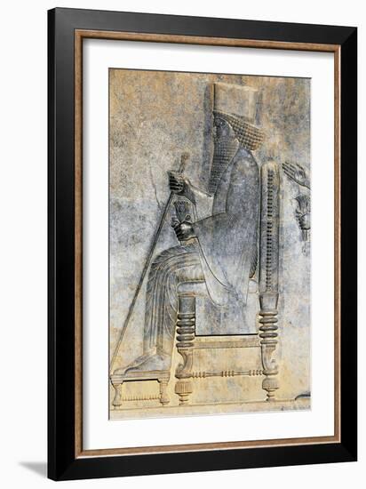 Bas-Relief of Hearing of King Darius I Sitting on Throne, Treasure Room, Persepolis-null-Framed Photographic Print