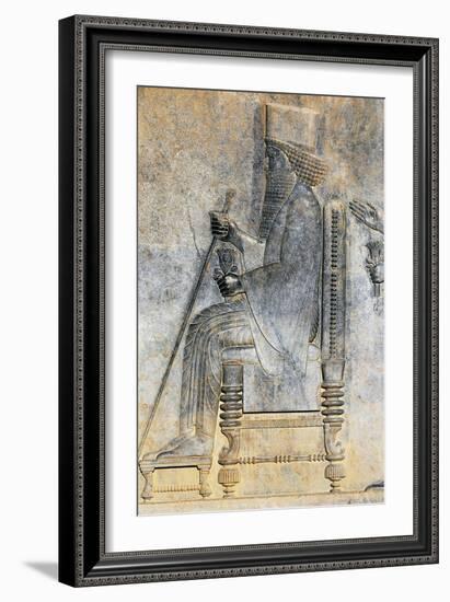 Bas-Relief of Hearing of King Darius I Sitting on Throne, Treasure Room, Persepolis-null-Framed Photographic Print