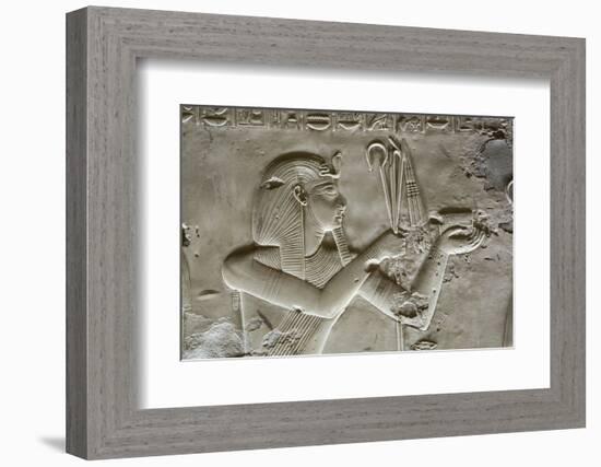 Bas-Relief of Pharaoh Seti I, Temple of Seti I, Abydos, Egypt, North Africa, Africa-Richard Maschmeyer-Framed Photographic Print