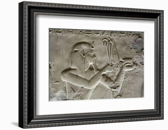 Bas-Relief of Pharaoh Seti I, Temple of Seti I, Abydos, Egypt, North Africa, Africa-Richard Maschmeyer-Framed Photographic Print