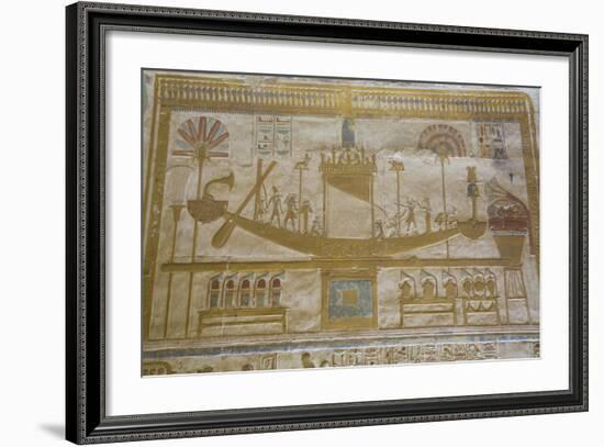 Bas-Relief of Sacred Barque Boat, Temple of Seti I, Abydos, Egypt, North Africa, Africa-Richard Maschmeyer-Framed Photographic Print